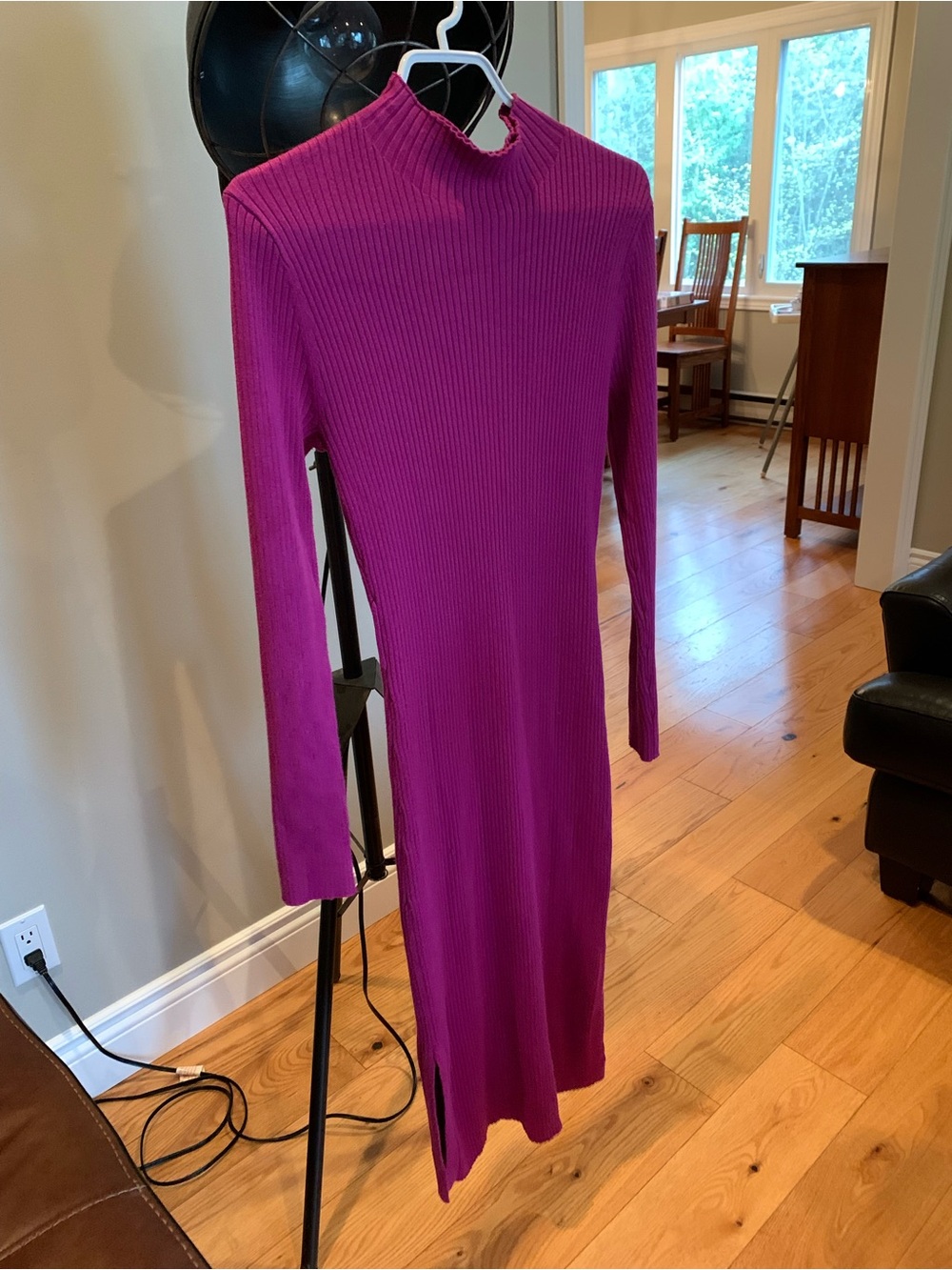 PICK ANY 3 ITEMS FOR $10 Olive & Oak Fitted Ribbed Long Sleeve Dress in Magenta